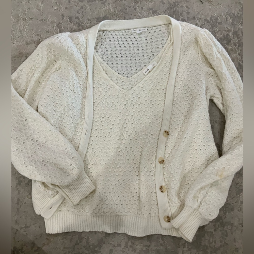 eyelet cardigan and vest set